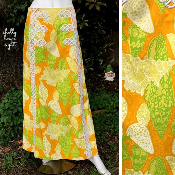 VTG 60s The LILLY PULITZER Seashell Maxi Skirt 8 - Picture 2 of 8
